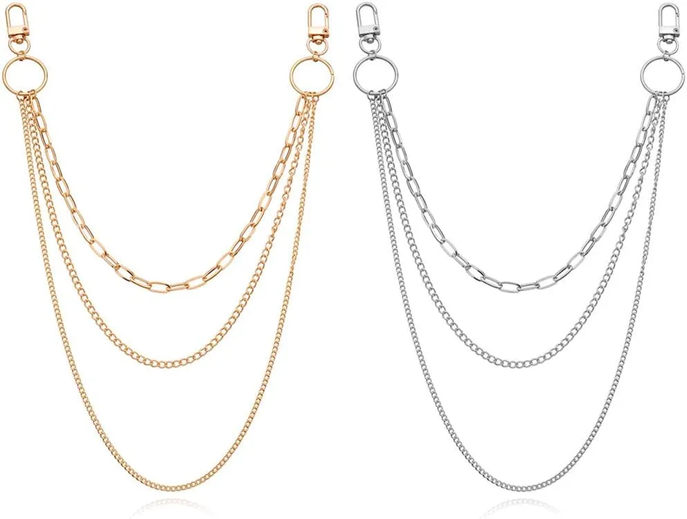 2 Pieces Belt Chains Jeans Chains for Men Women, Stainless Steel Wallet Chain Hip Hop Pants Chain Pocket Chain for Wallet, Jeans Pants, Belt, Handbag