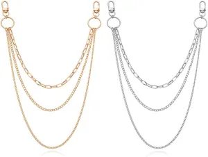2 Pieces Belt Chains Jeans Chains for Men Women, Stainless Steel Wallet Chain Hip Hop Pants Chain Pocket Chain for Wallet, Jeans Pants, Belt, Handbag