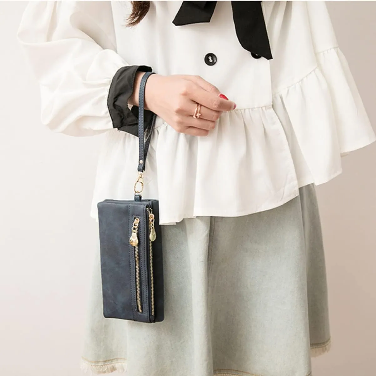 2pcs Clutch Bag Phone Holder Leather Wallet Women Purse Convenient Money Clips Long Clutch Wallet Purse