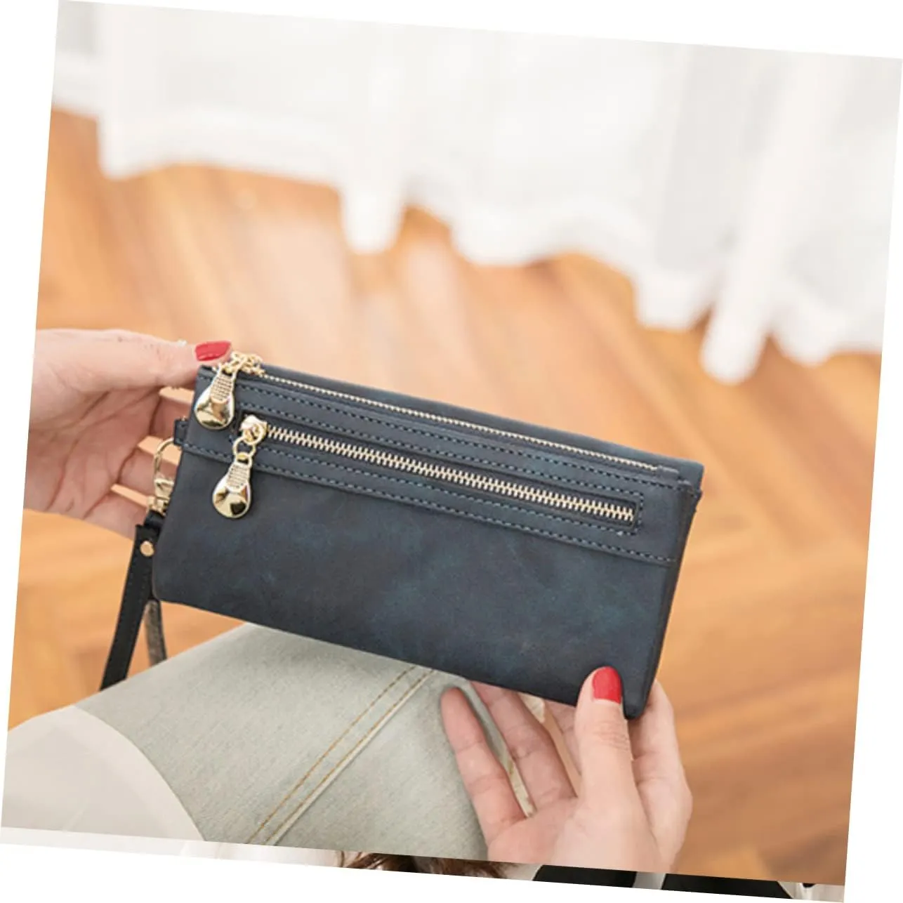 2pcs Clutch Bag Phone Holder Leather Wallet Women Purse Convenient Money Clips Long Clutch Wallet Purse