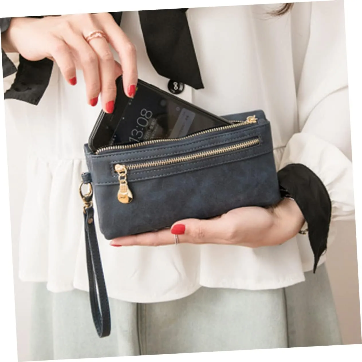 2pcs Clutch Bag Phone Holder Leather Wallet Women Purse Convenient Money Clips Long Clutch Wallet Purse