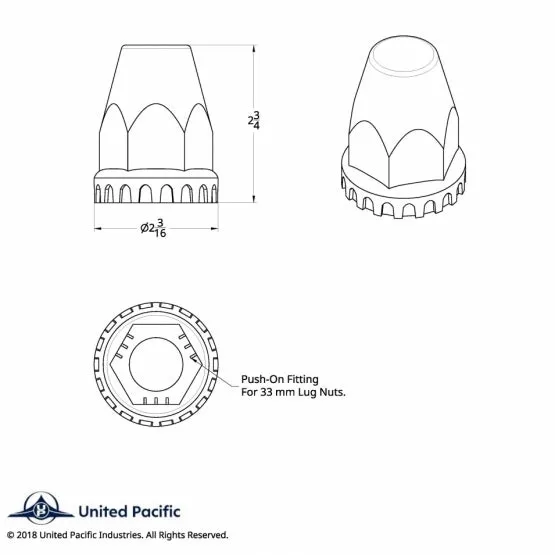 33mm Chrome Plastic Original Nut Cover with Flange - Push-On