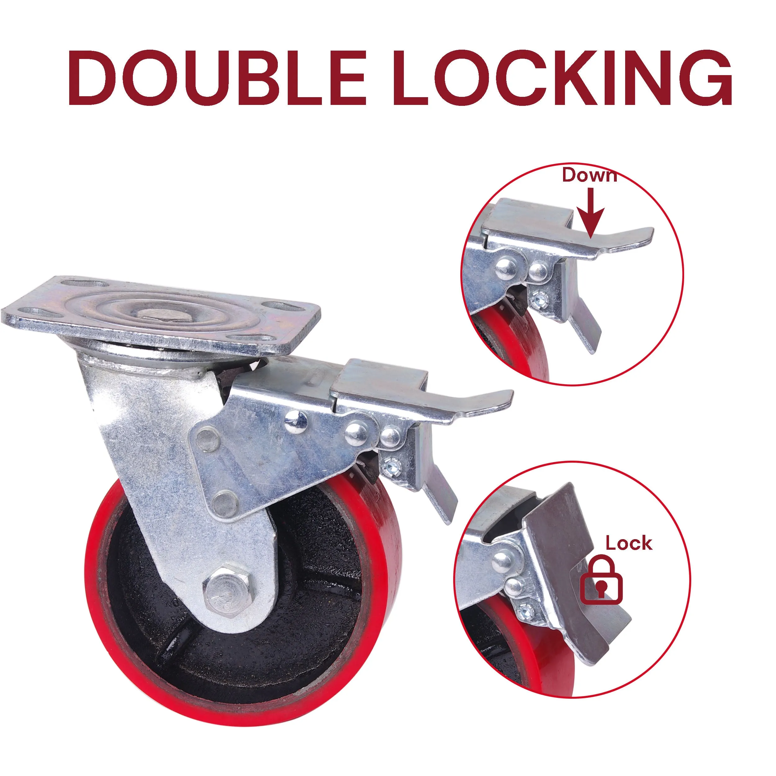 5-inch Industrial 500KG Caster Wheels | Swivel with Brake Locking | Castor Wheels Cart Furniture Workbench