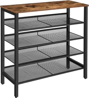 5-Tier Shoe Rack | Industrial Shoe Organizer Storage Bench