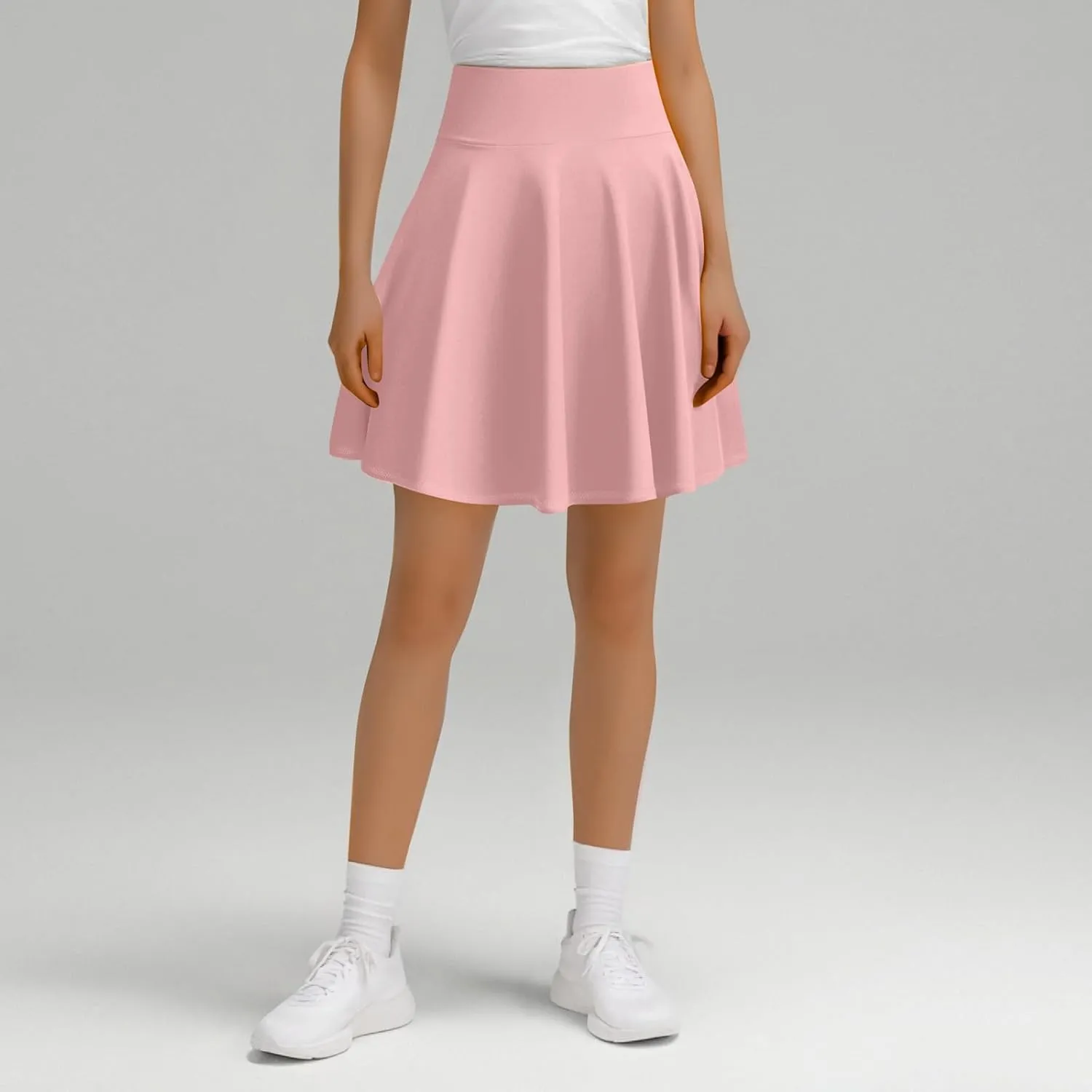 A Line Midi Skirt for Women Versatile 45CM Pleated Half Skirt Fashionable Flared Dress Skirt Non See ThroughDesign