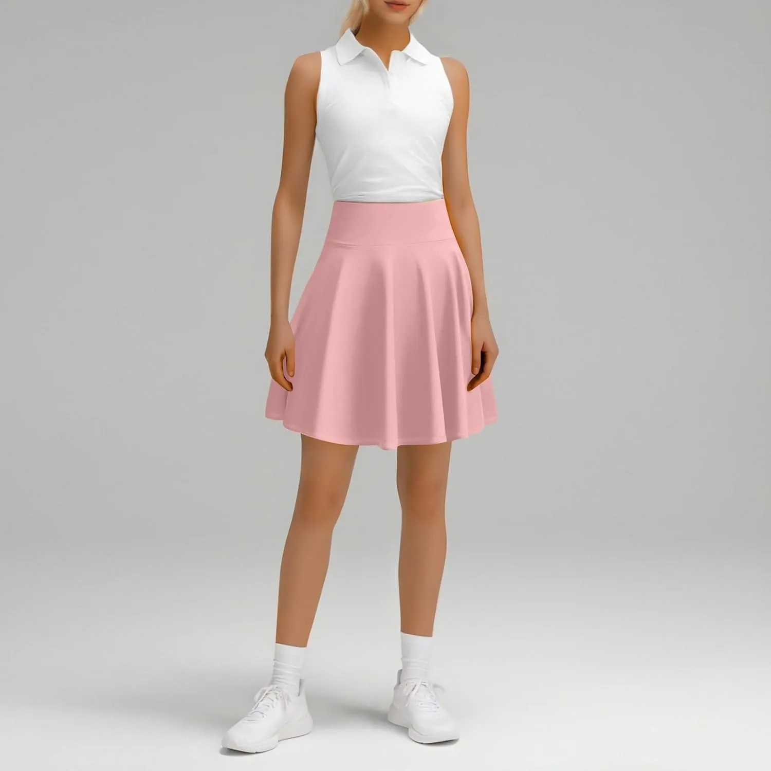 A Line Midi Skirt for Women Versatile 45CM Pleated Half Skirt Fashionable Flared Dress Skirt Non See ThroughDesign