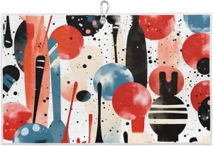 Abstract Geometric Bowling Ball Microfiber Golf Towel, with Heavy Duty Hanging Carabiner Clip Large Golf Towel for Golf Bag The Convenient Golf Clean Accessories (24 x 15 inch)