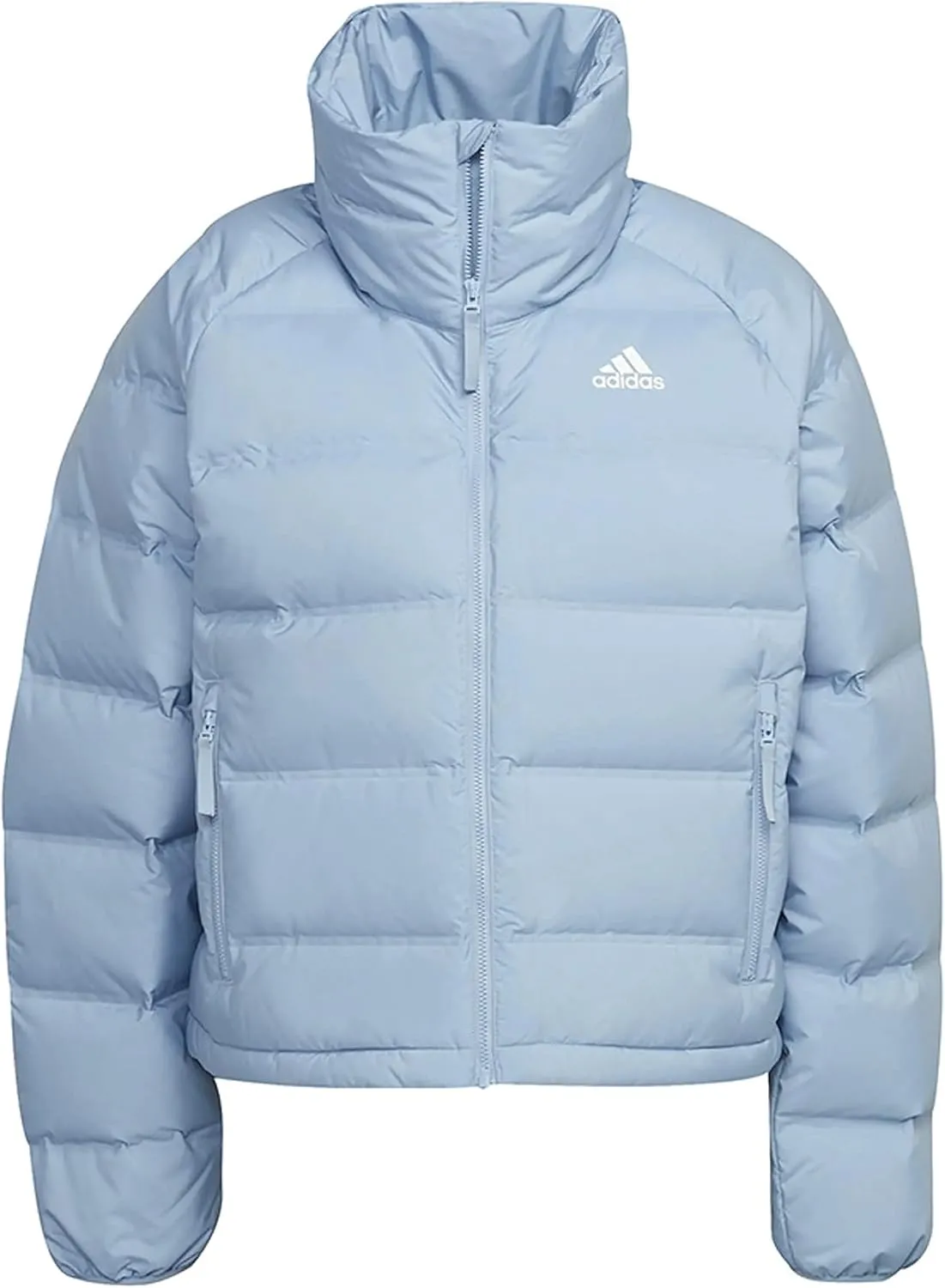 adidas Women's Helionic Relaxed Fit Puffer Down Jacket, Ambient Sky