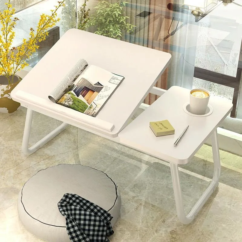 Adjustable Folding Laptop Desk with Cup Holder - Four-speed Lifting Table for Dorms