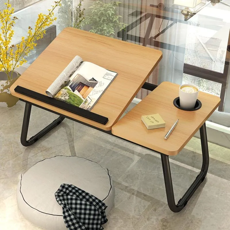 Adjustable Folding Laptop Desk with Cup Holder - Four-speed Lifting Table for Dorms