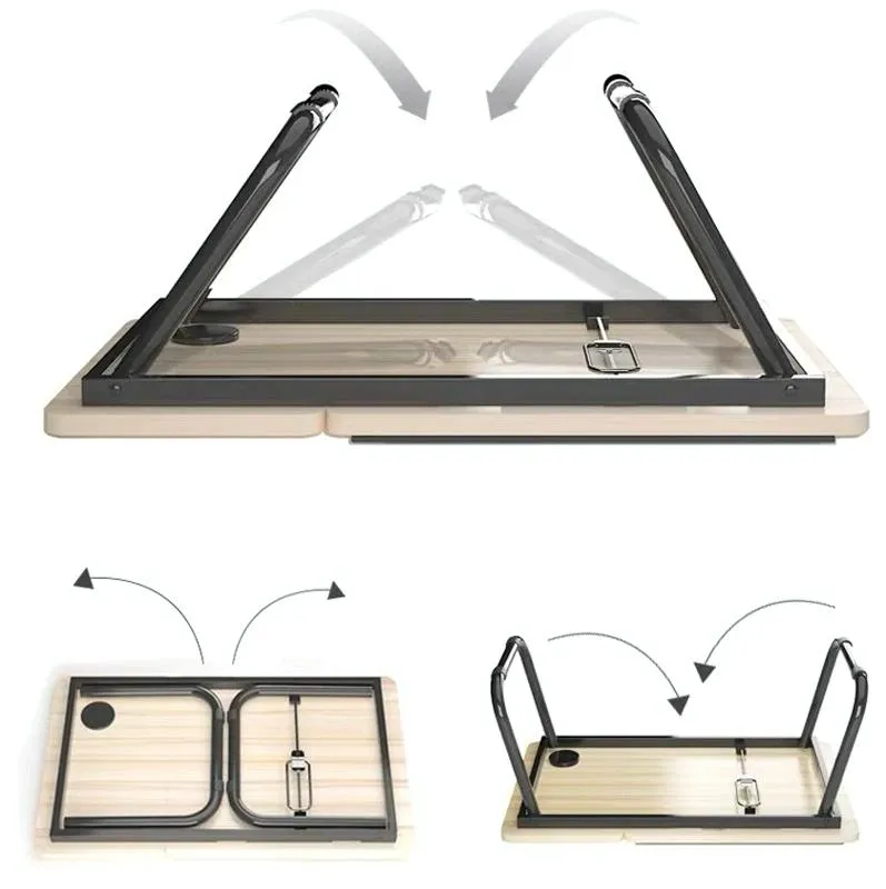Adjustable Folding Laptop Desk with Cup Holder - Four-speed Lifting Table for Dorms