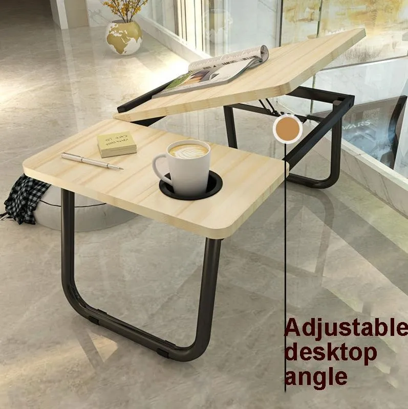 Adjustable Folding Laptop Desk with Cup Holder - Four-speed Lifting Table for Dorms