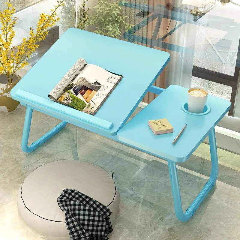 Adjustable Folding Laptop Desk with Cup Holder - Four-speed Lifting Table for Dorms