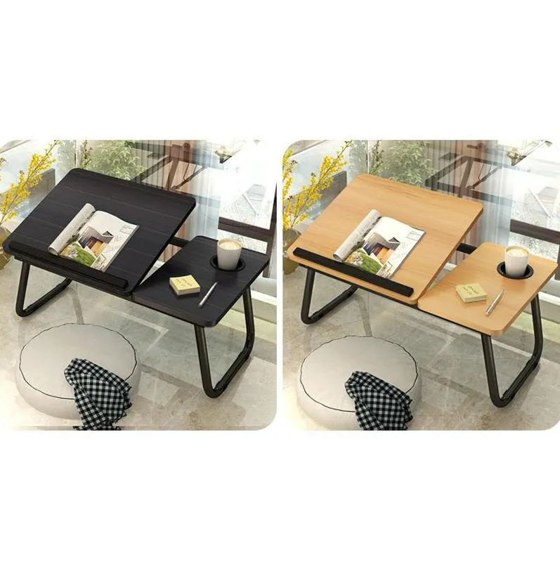 Adjustable Folding Laptop Desk with Cup Holder - Four-speed Lifting Table for Dorms