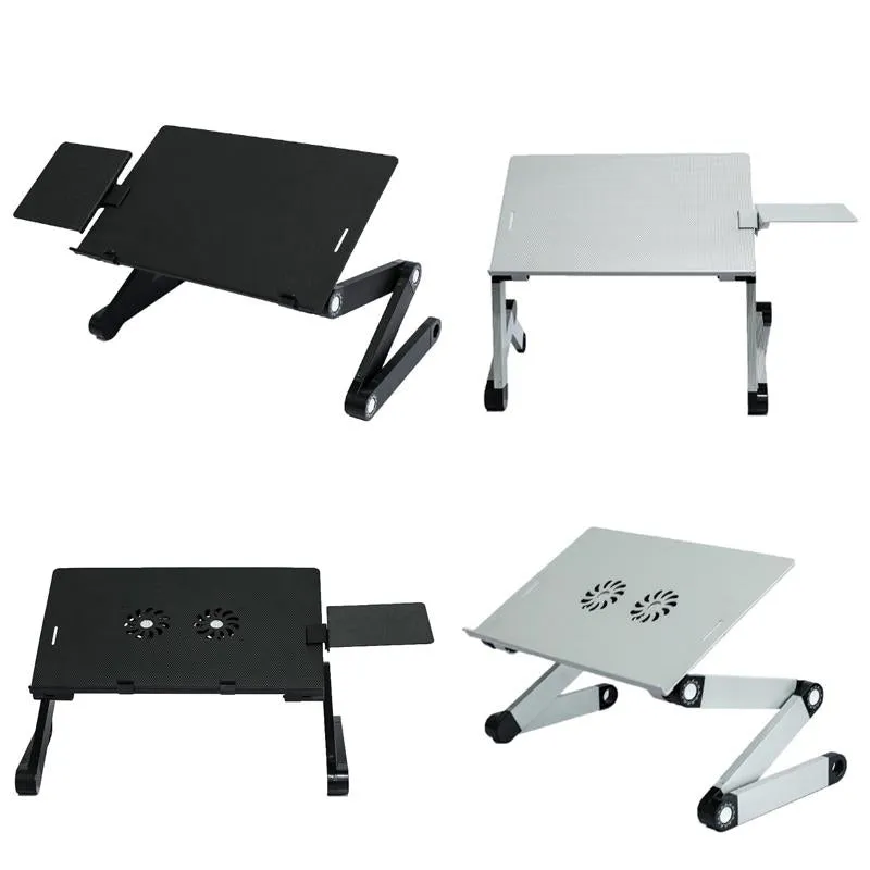 Adjustable Folding Laptop Desk with Mouse Board - Silver