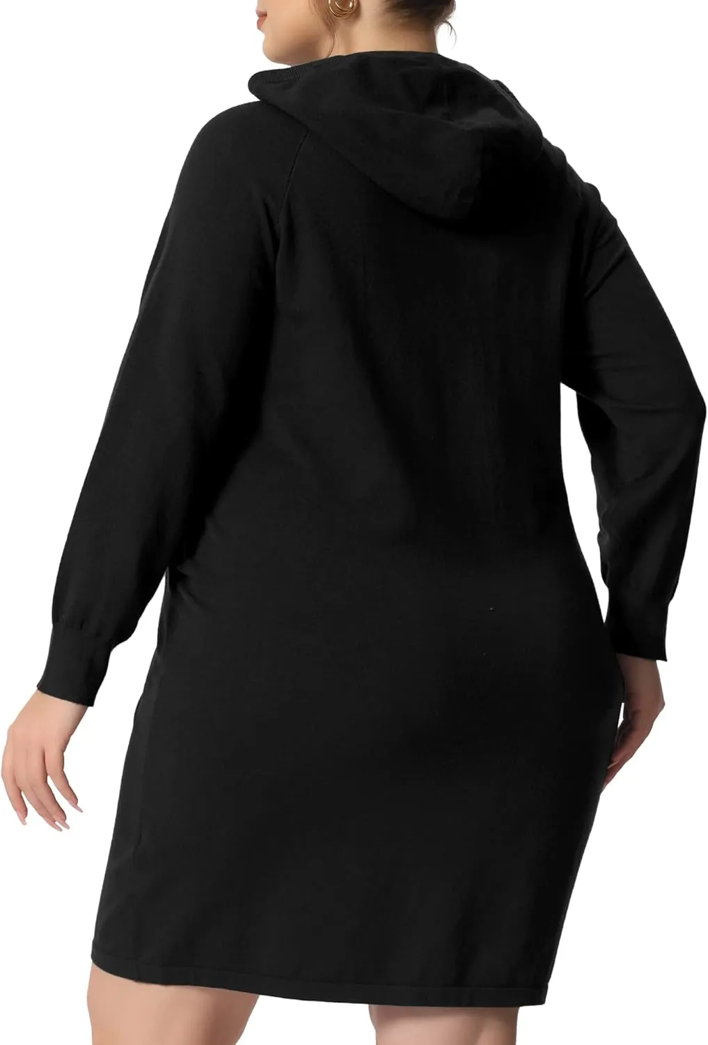 Agnes Orinda Plus Size Hoodie Sweater Dress for Women Long Sleeve Pullover Fall Mini Bodycon Sweatshirt Dresses