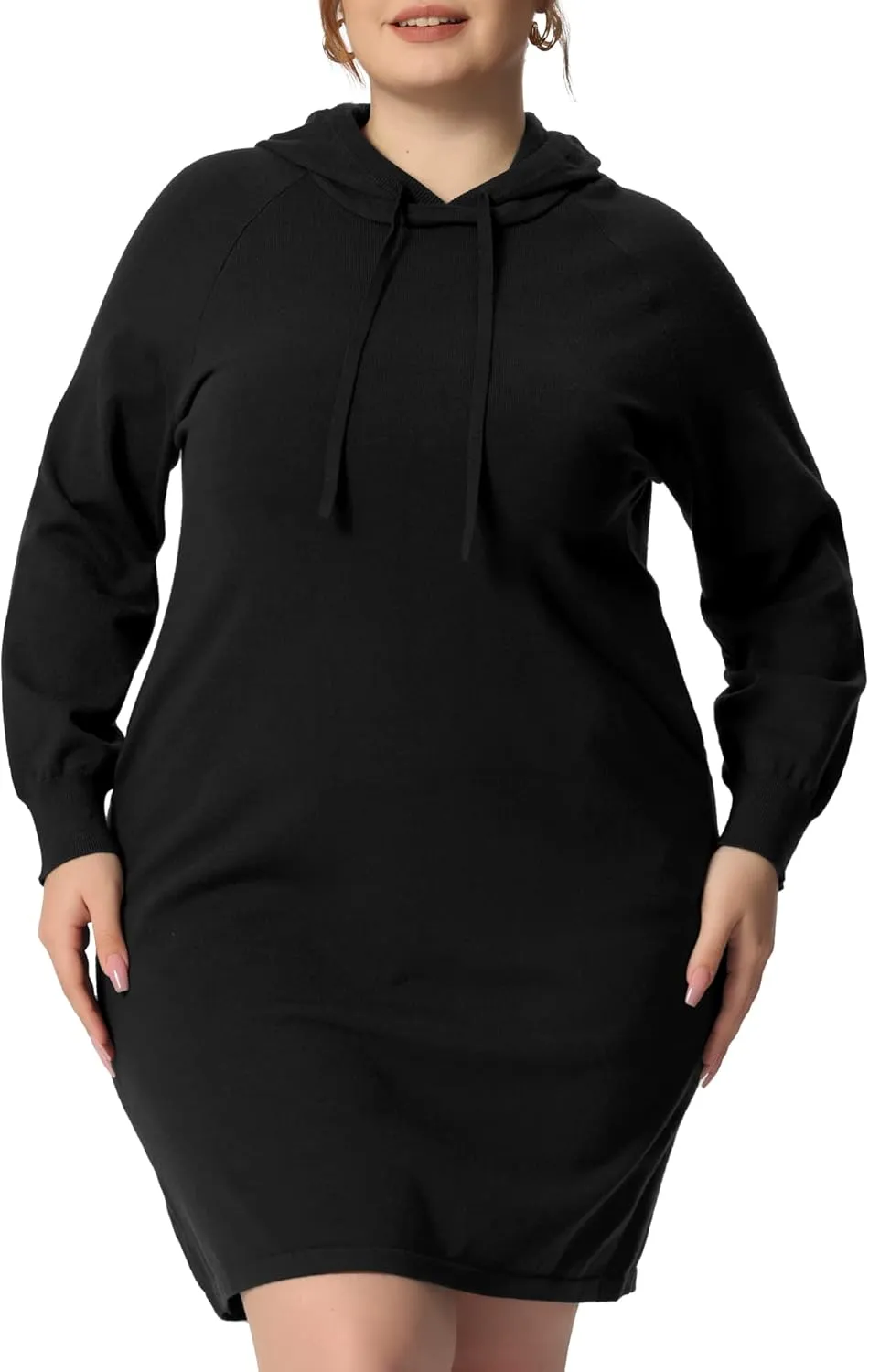 Agnes Orinda Plus Size Hoodie Sweater Dress for Women Long Sleeve Pullover Fall Mini Bodycon Sweatshirt Dresses