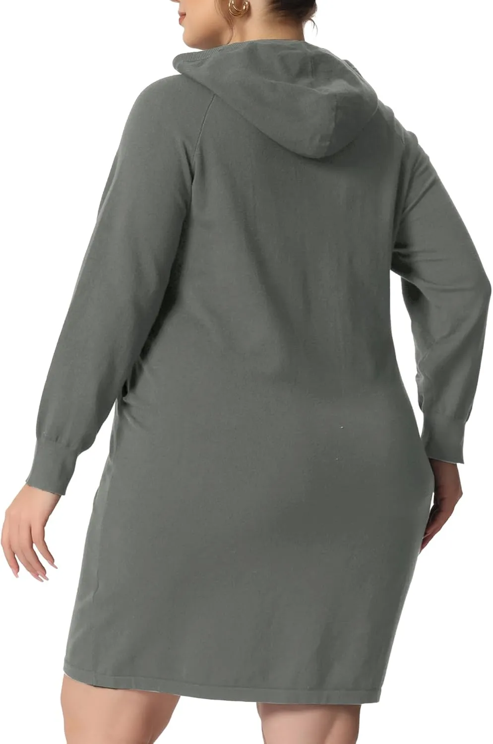 Agnes Orinda Plus Size Hoodie Sweater Dress for Women Long Sleeve Pullover Fall Mini Bodycon Sweatshirt Dresses