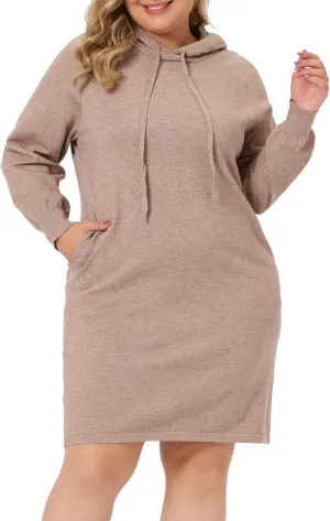 Agnes Orinda Plus Size Hoodie Sweater Dress for Women Long Sleeve Pullover Fall Mini Bodycon Sweatshirt Dresses