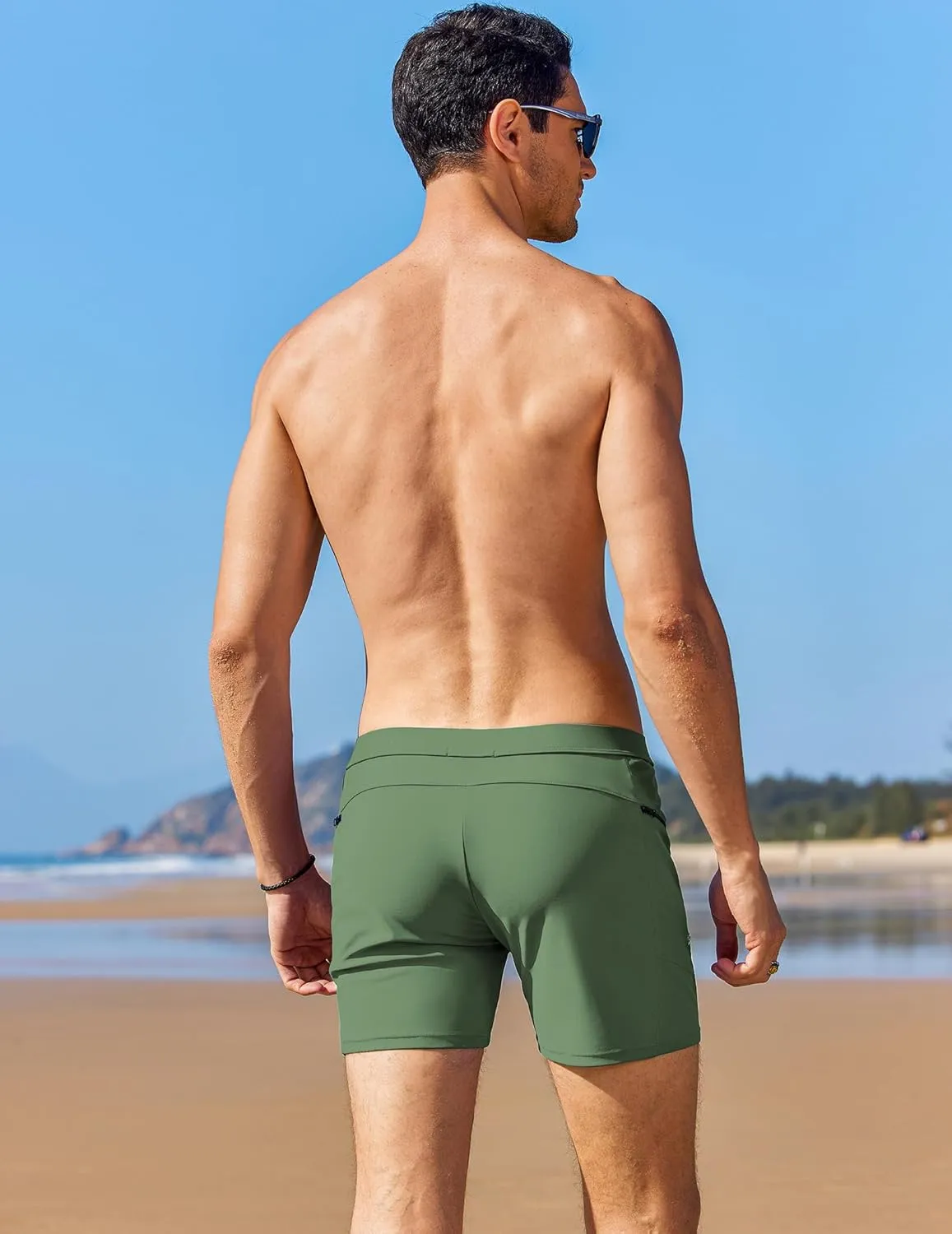 AI'MAGE Men's Swim Trunks Quick Dry Swim Briefs Sexy Bathing Suit Zip Pockets Swimwear with Mesh Lining