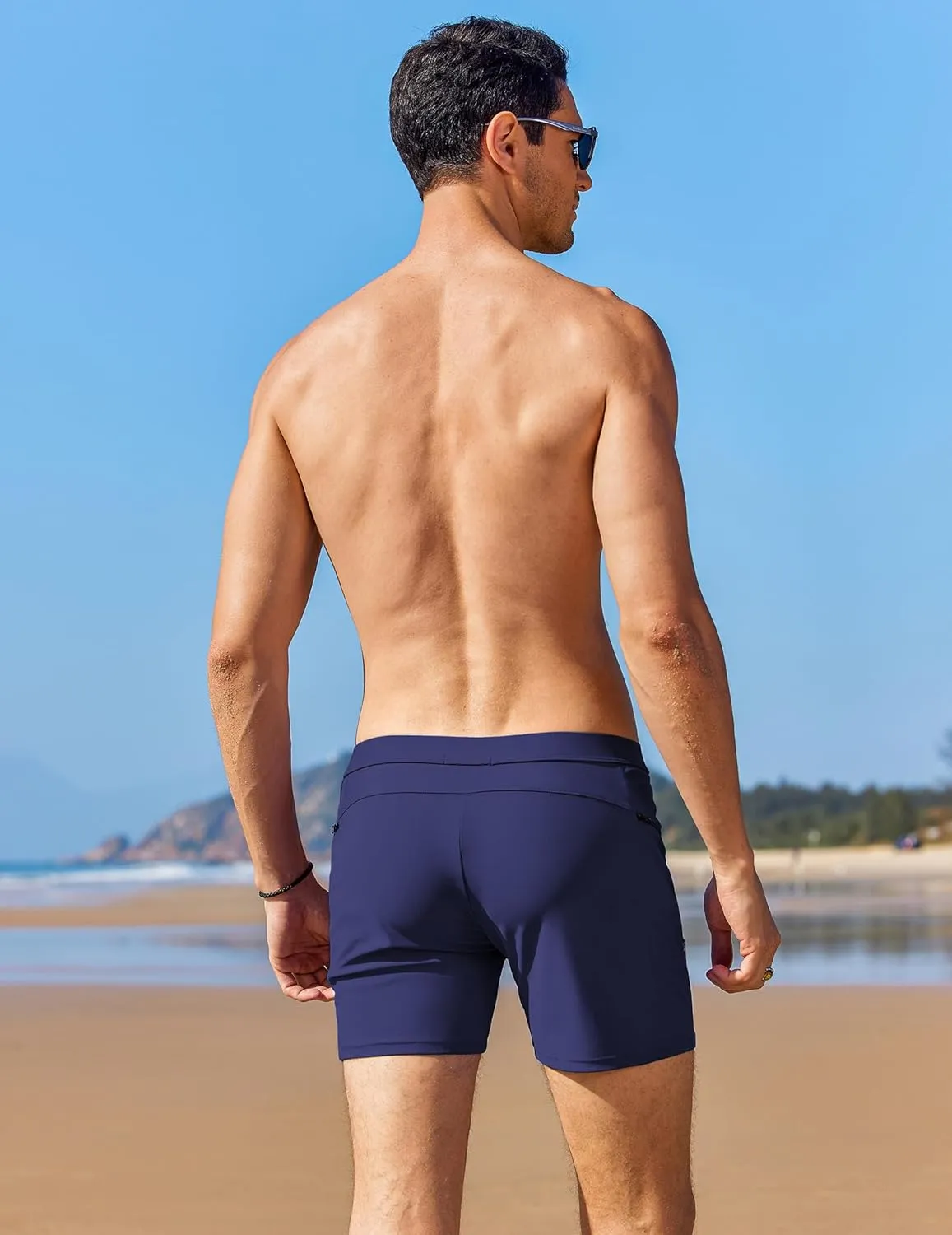 AI'MAGE Men's Swim Trunks Quick Dry Swim Briefs Sexy Bathing Suit Zip Pockets Swimwear with Mesh Lining
