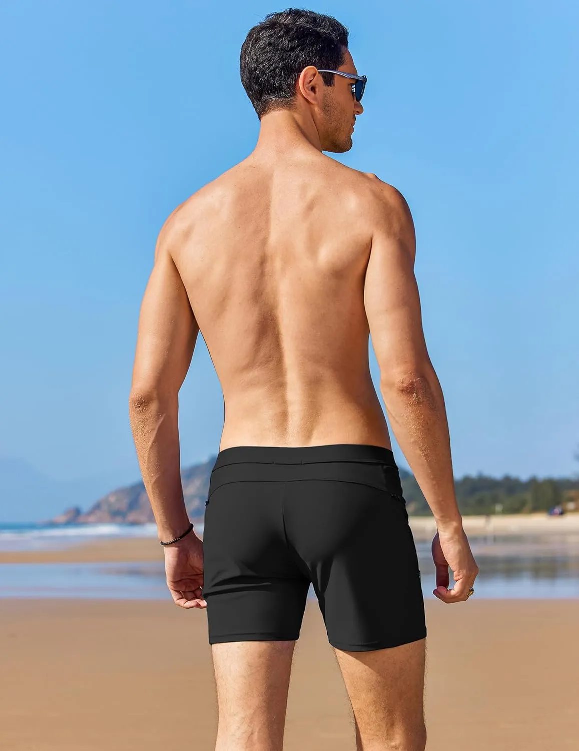 AI'MAGE Men's Swim Trunks Quick Dry Swim Briefs Sexy Bathing Suit Zip Pockets Swimwear with Mesh Lining