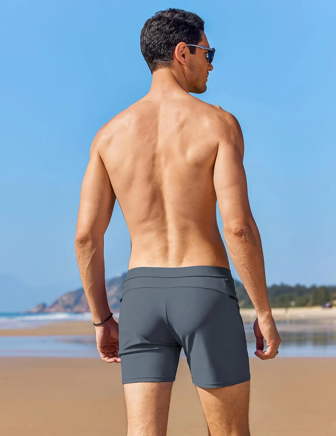 AI'MAGE Men's Swim Trunks Quick Dry Swim Briefs Sexy Bathing Suit Zip Pockets Swimwear with Mesh Lining