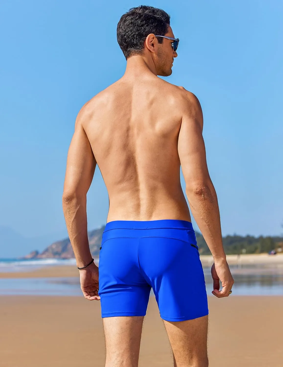 AI'MAGE Men's Swim Trunks Quick Dry Swim Briefs Sexy Bathing Suit Zip Pockets Swimwear with Mesh Lining