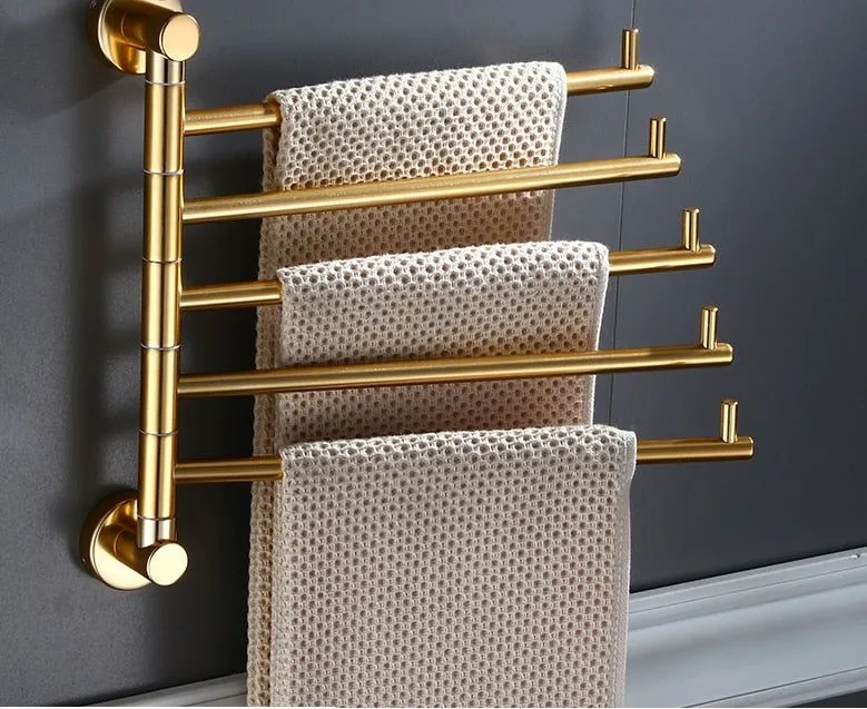 Aluminum Towel Rack Bathroom Rail Hanger Brass Towel Holder