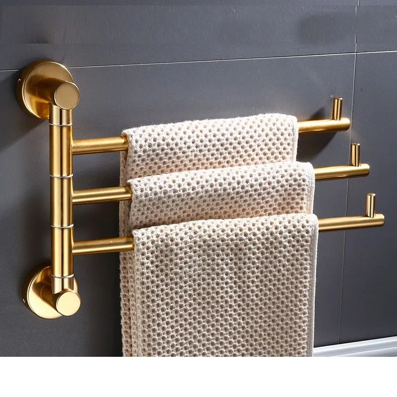 Aluminum Towel Rack Bathroom Rail Hanger Brass Towel Holder