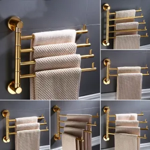 Aluminum Towel Rack Bathroom Rail Hanger Brass Towel Holder