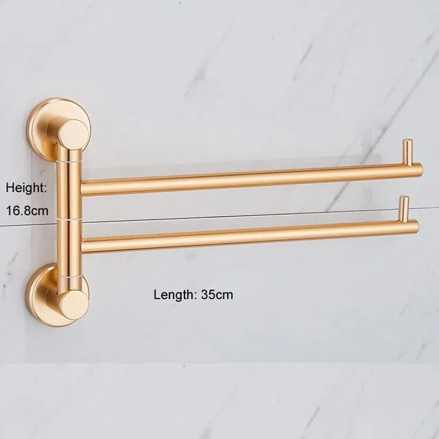 Aluminum Towel Rack Bathroom Rail Hanger Brass Towel Holder
