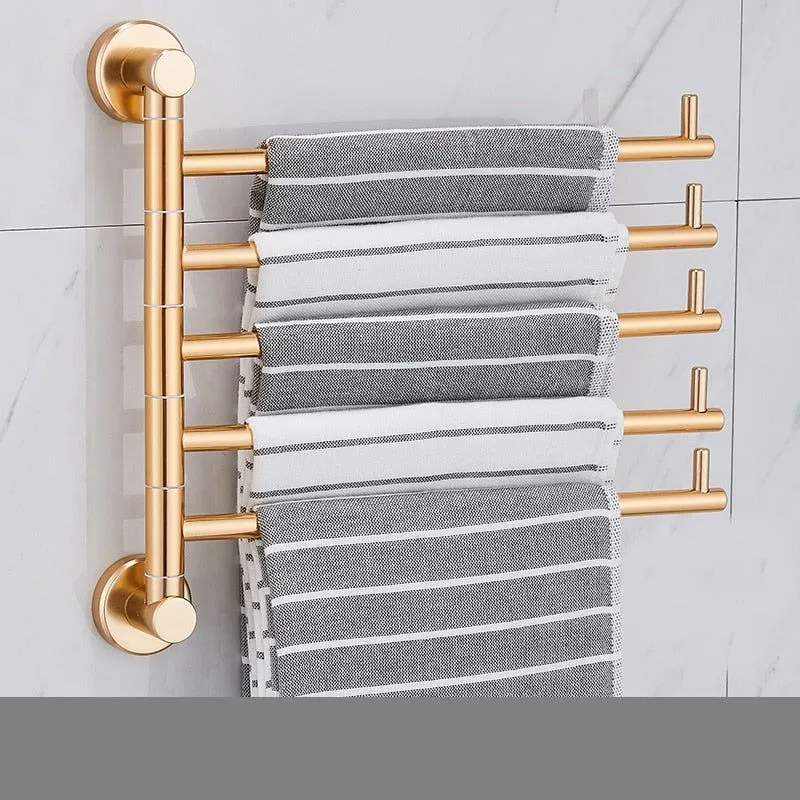 Aluminum Towel Rack Bathroom Rail Hanger Brass Towel Holder