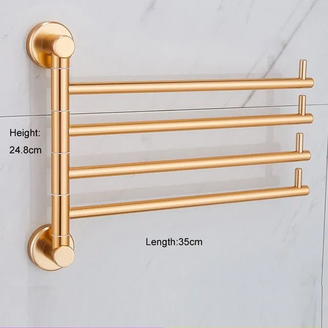 Aluminum Towel Rack Bathroom Rail Hanger Brass Towel Holder