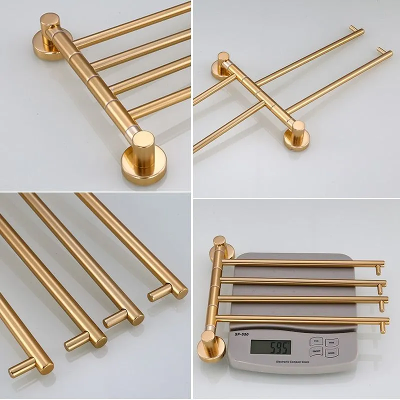 Aluminum Towel Rack Bathroom Rail Hanger Brass Towel Holder