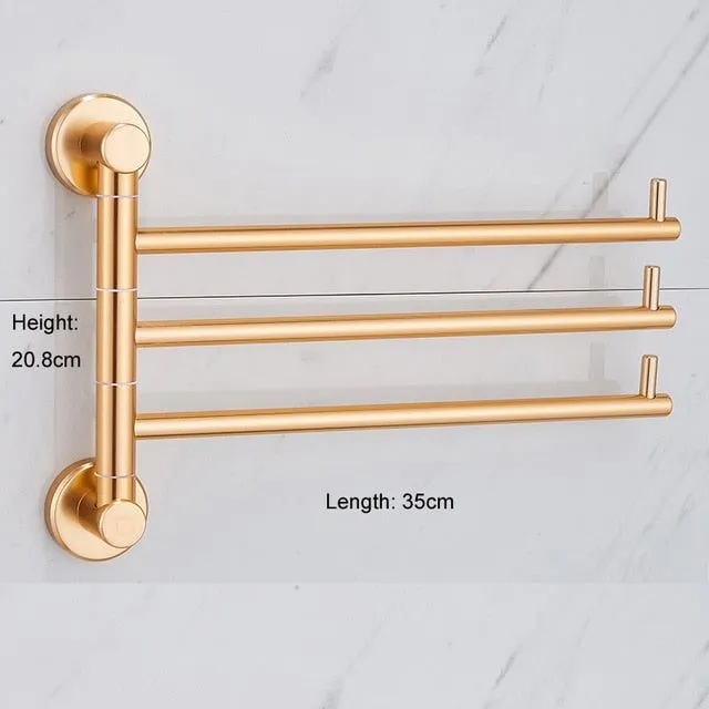 Aluminum Towel Rack Bathroom Rail Hanger Brass Towel Holder