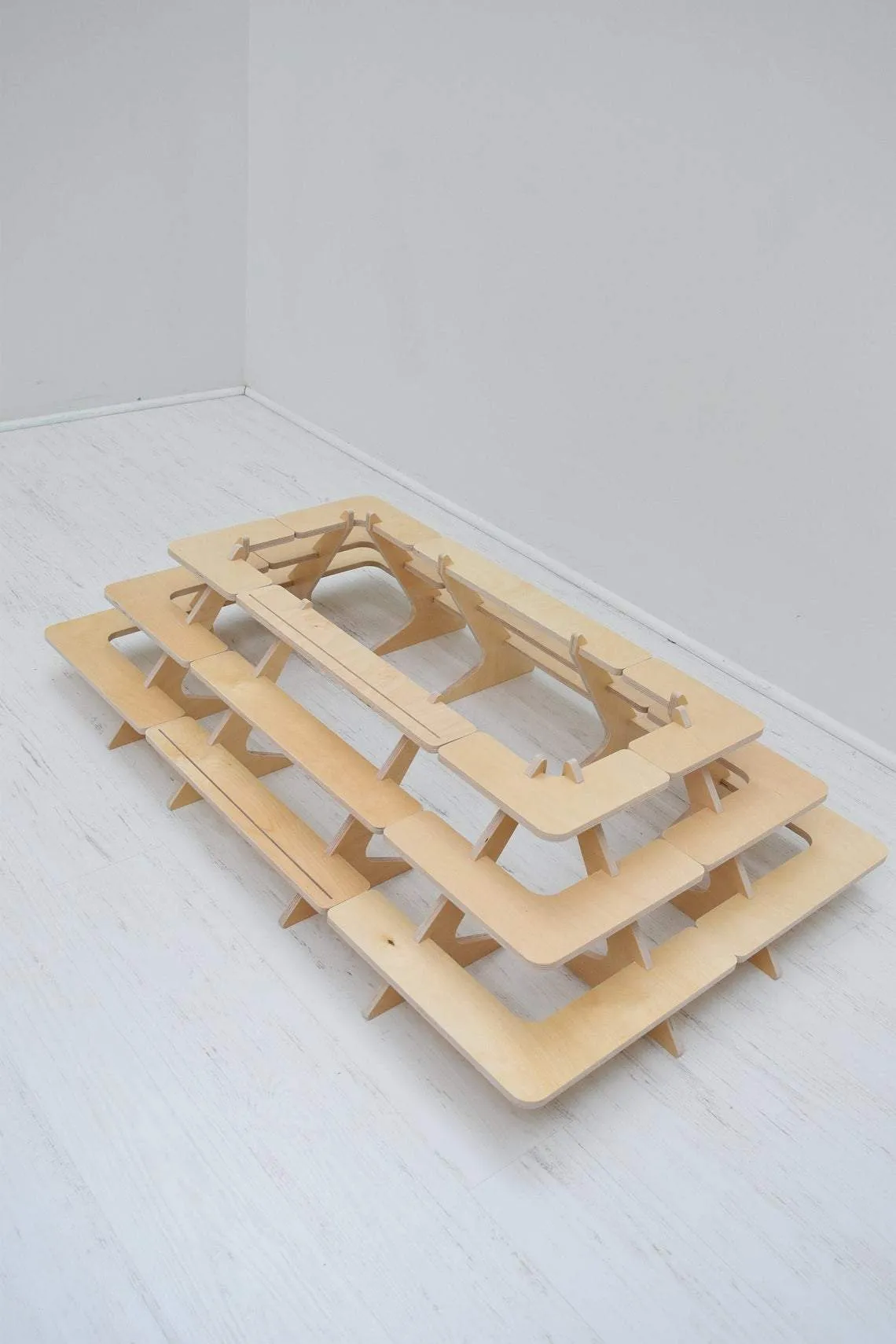 American-Elm 3 Layer Coner Racks and Shelves, Wooden Racks for Plant Stand