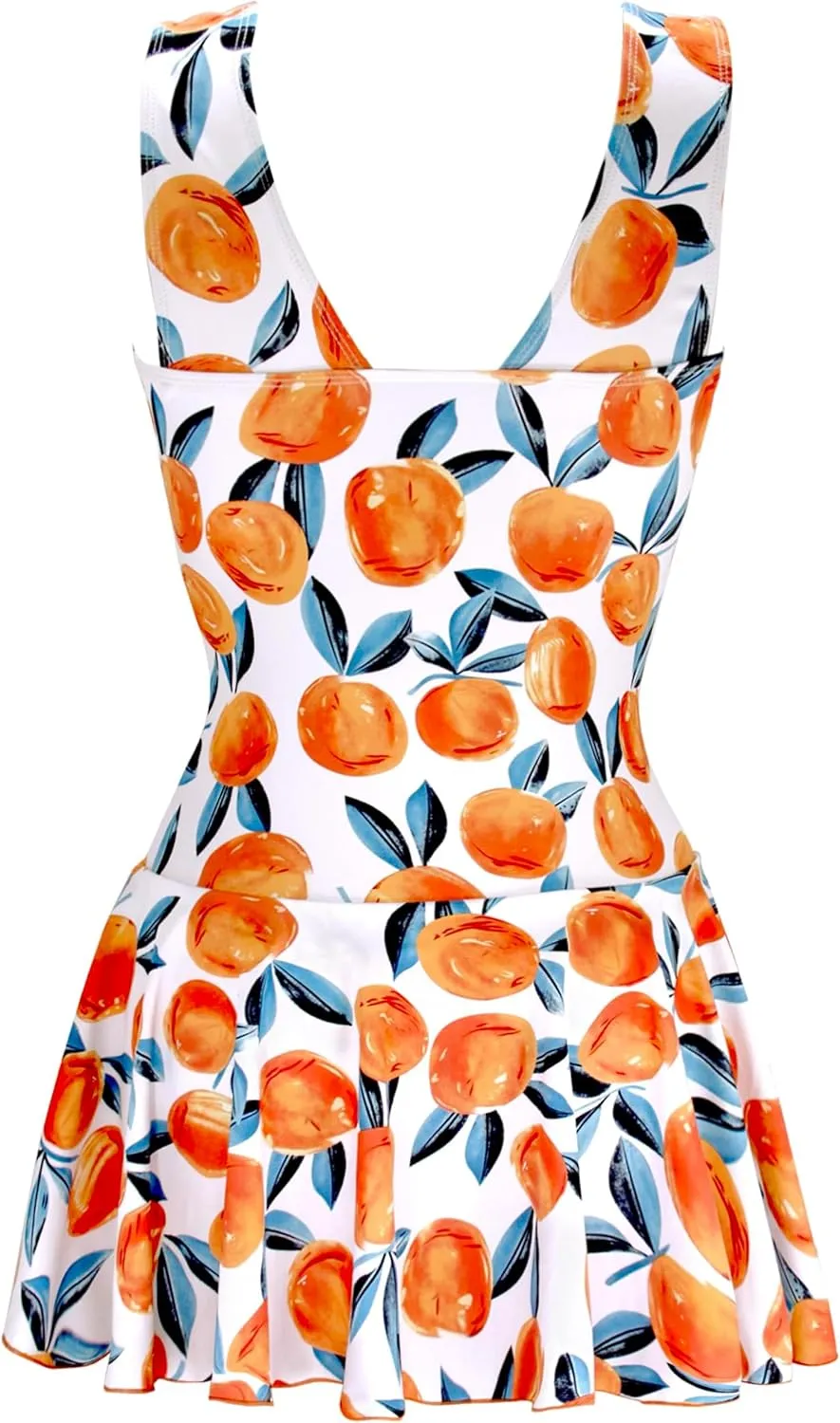 AONTUS Plus Size Hawaiin Swimsuits for Women Swimwear Long Torso Tummy Control Swimdress