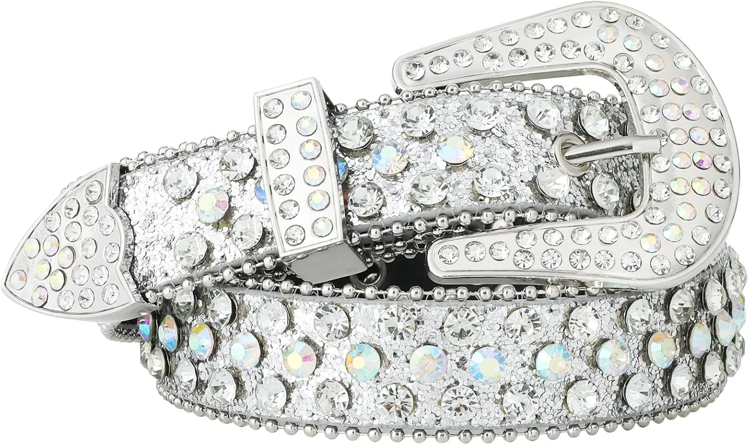 AWAYTR Rhinestone Belt for Women Men - Western Cowgirl Sequin Diamond Bling Studded Belts for Jeans Pants