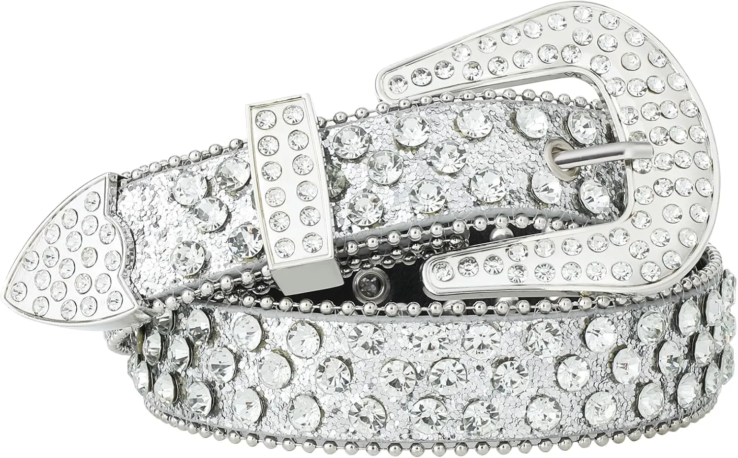 AWAYTR Rhinestone Belt for Women Men - Western Cowgirl Sequin Diamond Bling Studded Belts for Jeans Pants