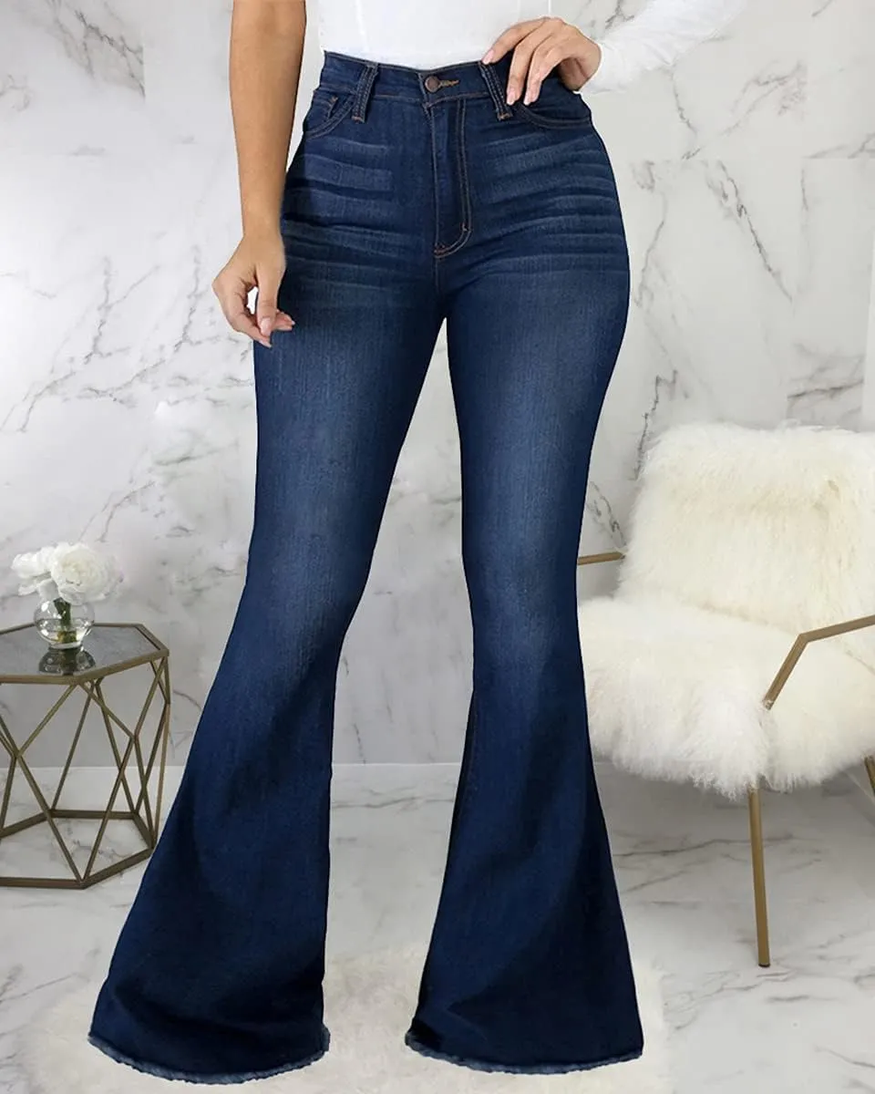 Bell Bottom Jeans for Women Ripped High Waisted Classic Flared Denim Pants