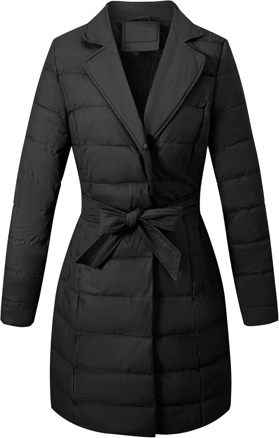 Bellivera Women's Winter Puffer Jacket Cold-Resistant Patchwork Plush Lining Coat with Removable Fur Collar Hooded and Belted