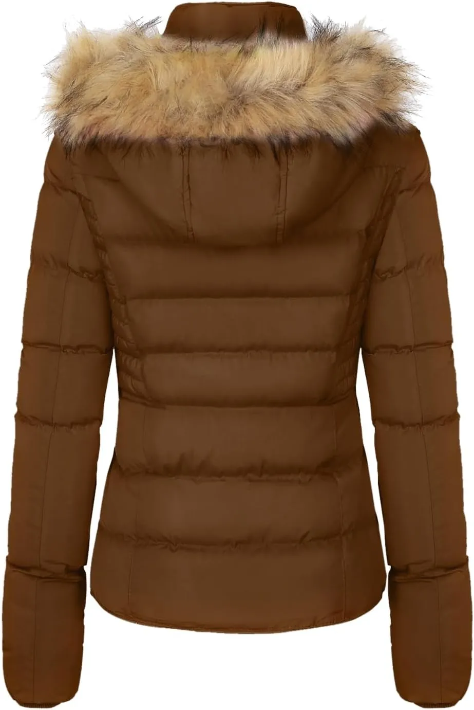 BodiLove Thickened Winter Puffer Jacket with Removable Faux Fur Hood Fleece Lining
