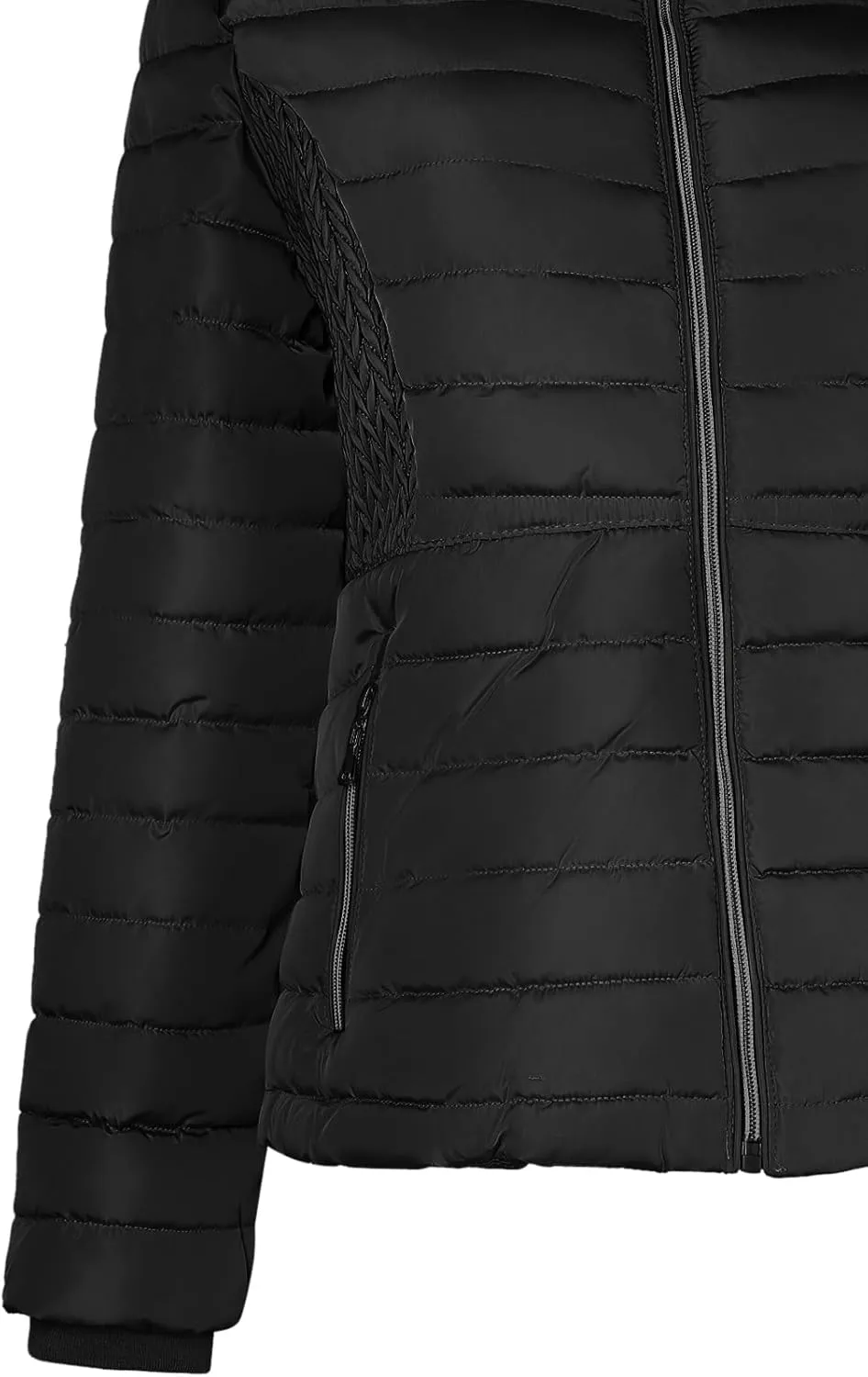 BodiLove Women's Warm Winter Quilted Puffer Short Coat High Collar Jacket with Removable Faux Fur Hood