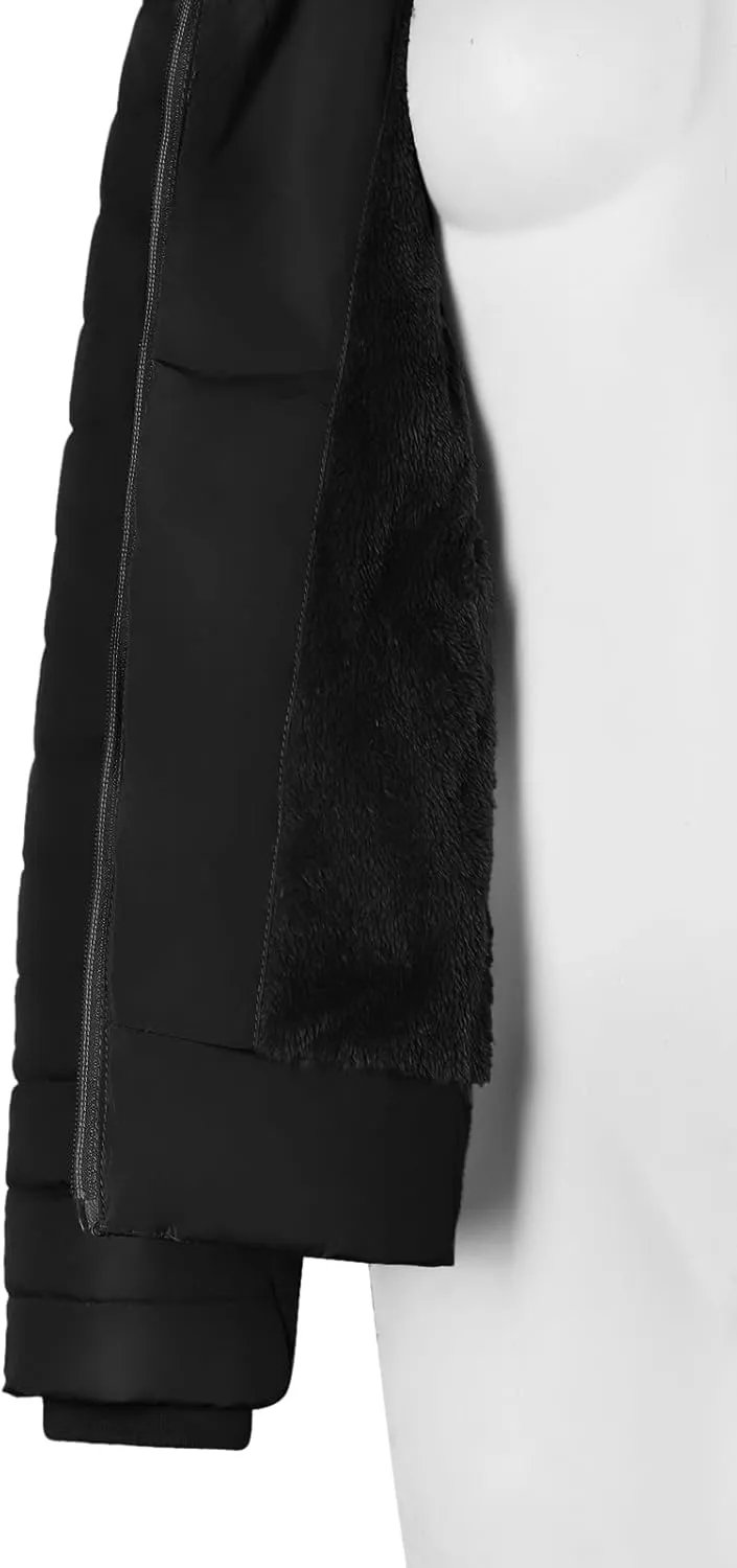 BodiLove Women's Warm Winter Quilted Puffer Short Coat High Collar Jacket with Removable Faux Fur Hood