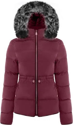 BodiLove Women's Warm Winter Quilted Puffer Short Coat High Collar Jacket with Removable Faux Fur Hood