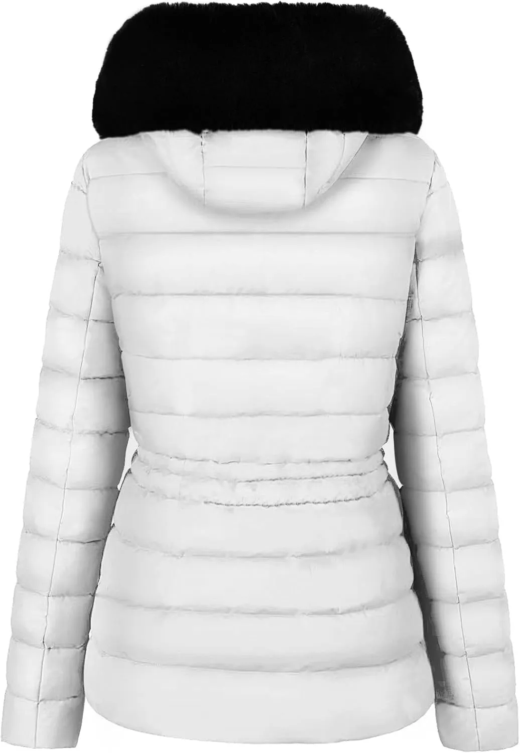 BodiLove Women's Winter Quilted Puffer Short Coat Jacket Plus Size with Removable Faux Fur Hood and Zipper