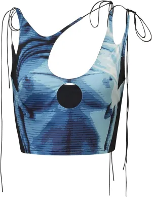 CAPE CLIQUE Y2K Tops Rave Outfits Sexy Tops for Women Party Club Night Halter Sleeveless 3D Body Print Summer Crop Tank Top