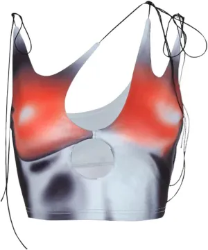 CAPE CLIQUE Y2K Tops Rave Outfits Sexy Tops for Women Party Club Night Halter Sleeveless 3D Body Print Summer Crop Tank Top