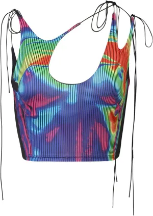 CAPE CLIQUE Y2K Tops Rave Outfits Sexy Tops for Women Party Club Night Halter Sleeveless 3D Body Print Summer Crop Tank Top